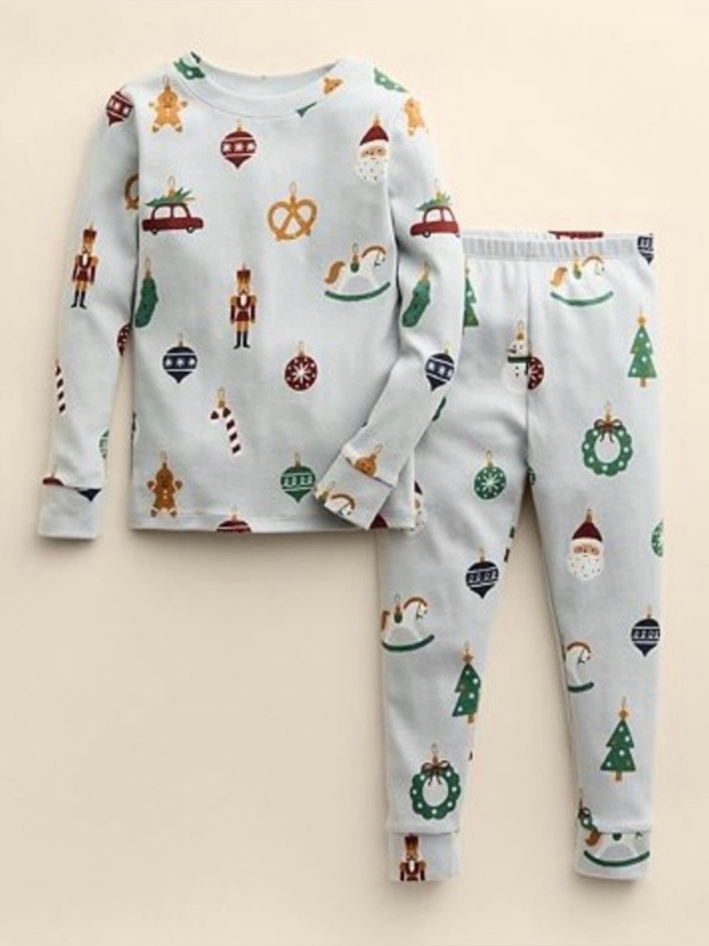 NWT Little Co. by Lauren Conrad Toddler Holiday Pajamas Blue Ornament Print 4T